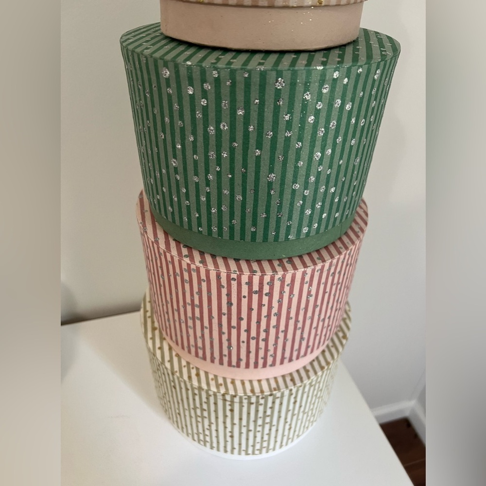 NWT 5- nesting stackable hat boxes decorative storage closet Christmas Decor - Picture 7 of 7
